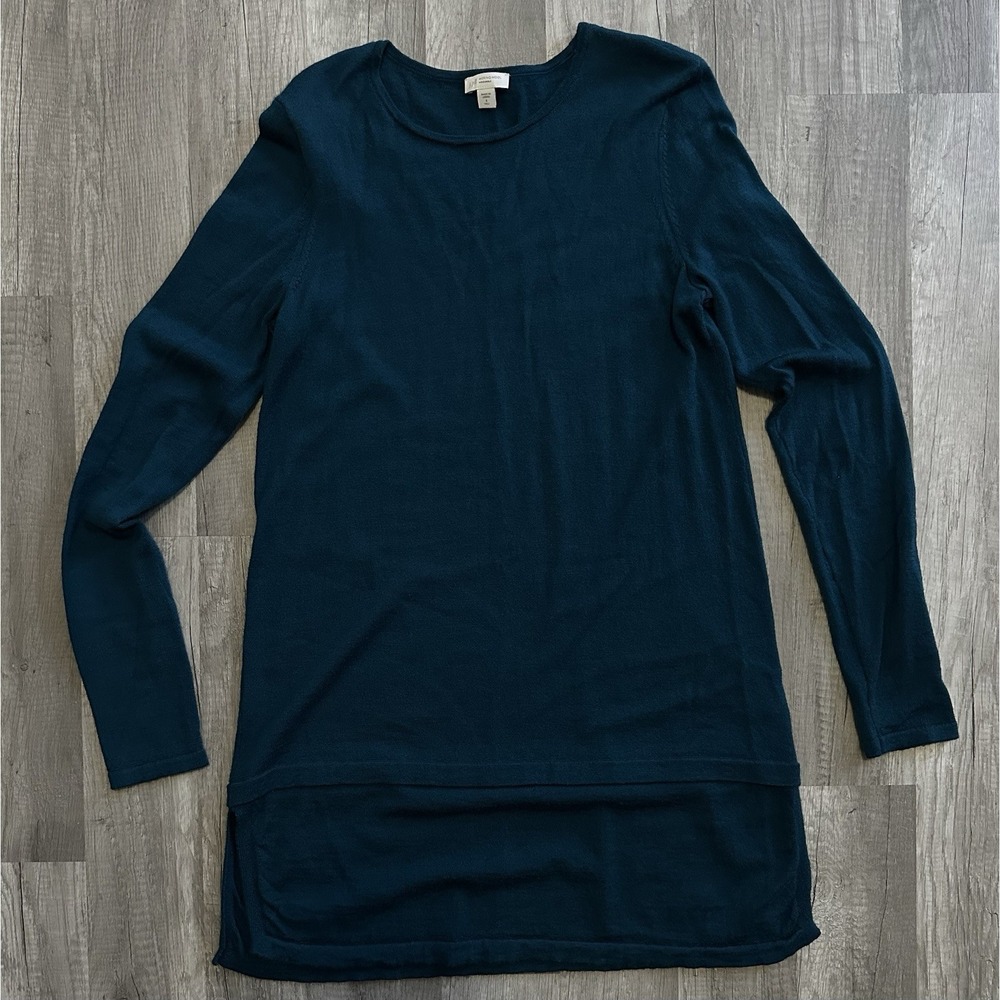 J. Jill Sweater Womens Size Small Tall 100% Merino Wool Tunic‎ Blue Washable